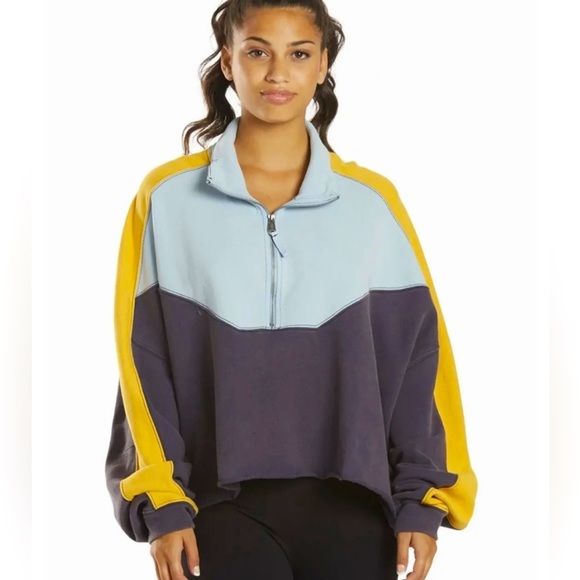 Free People Tops - Free People -NWT Split Second Half Zip Pull Over Sz XS- Navy Combo